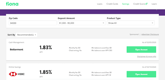 Fiona Review - Savings Account Results