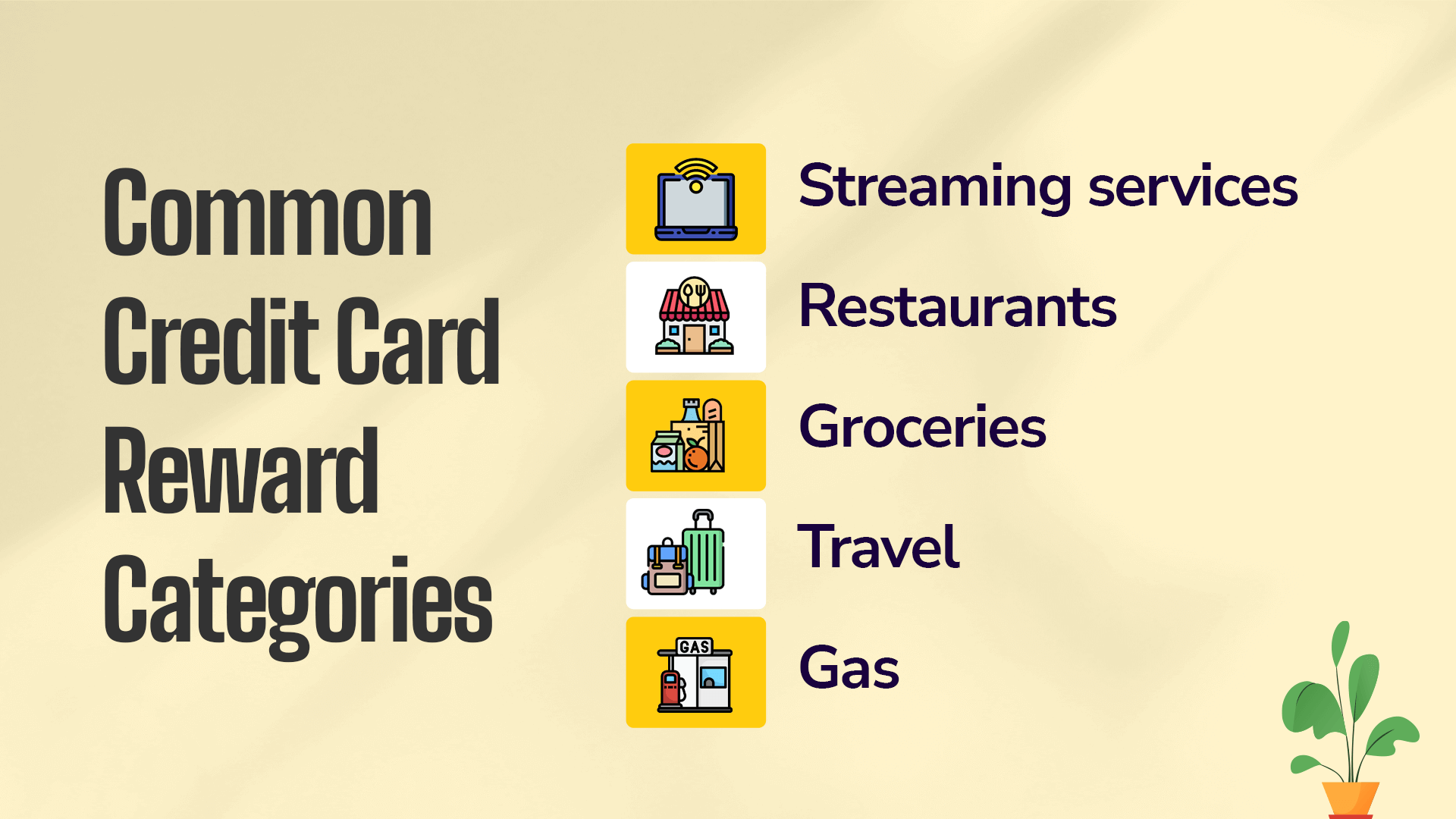 Common reward categories