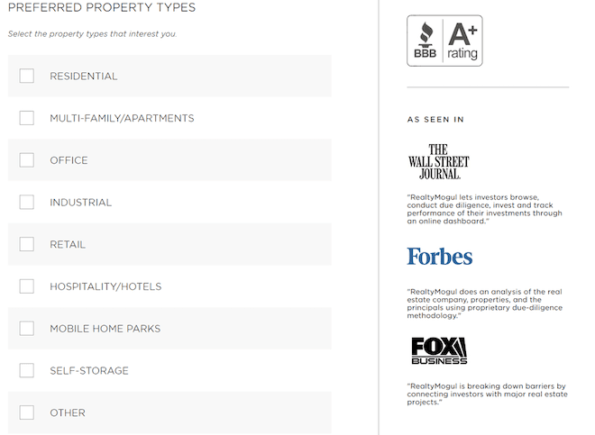 Realty Mogul Investment Types